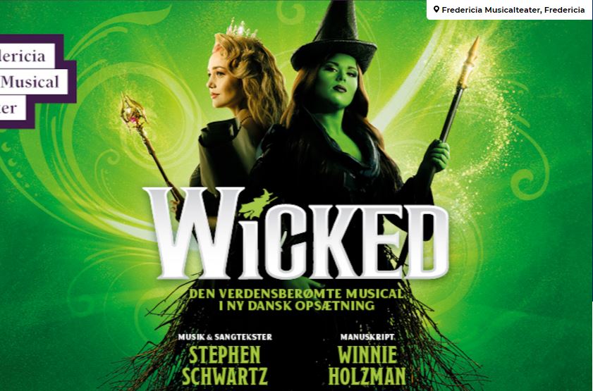 Plakat fra Wicked forestillingen på Fredericia Musicalteater