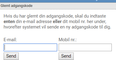 Billede der viser indtastning af E-mail og Mobil nr.