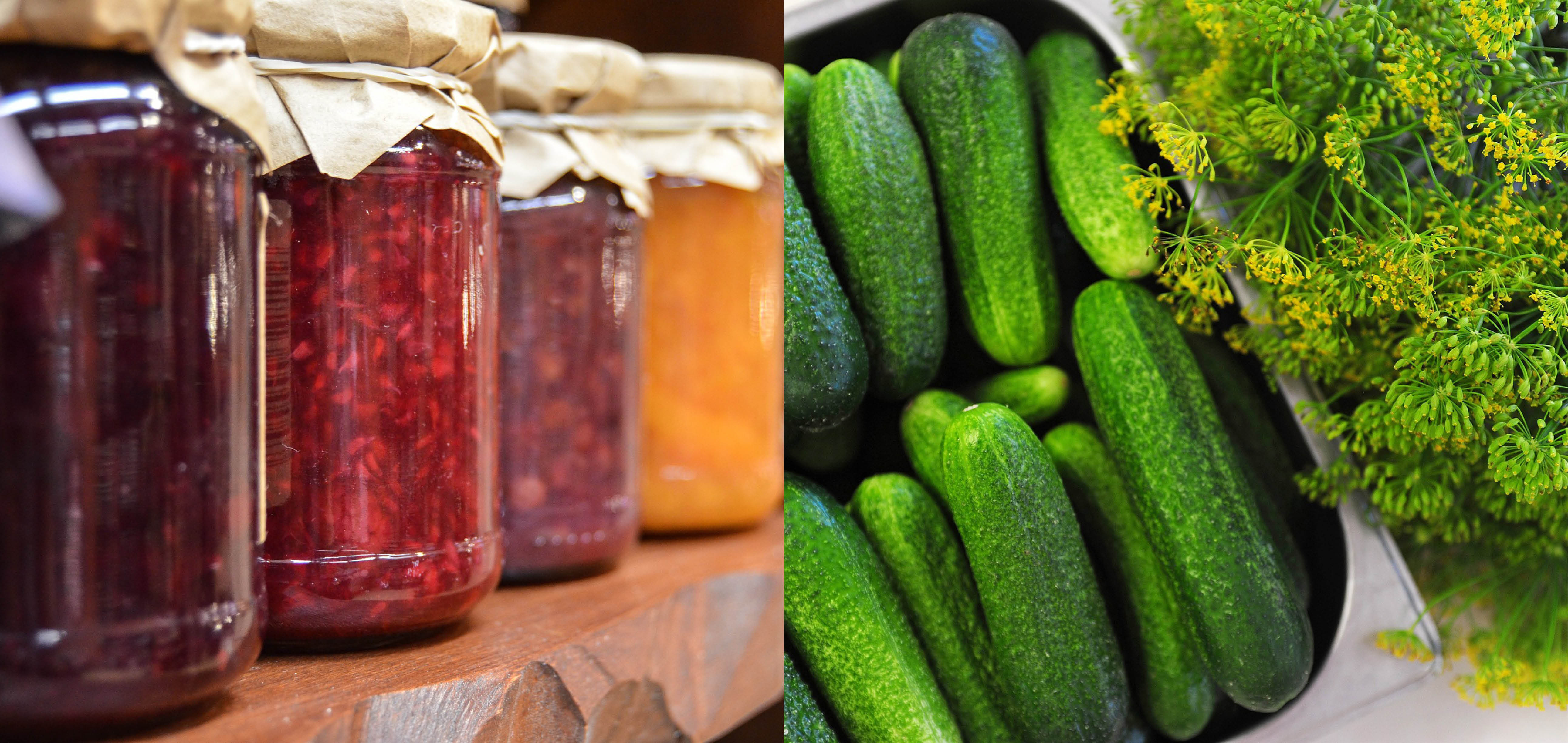 marmelade og agurker klar til at sylte