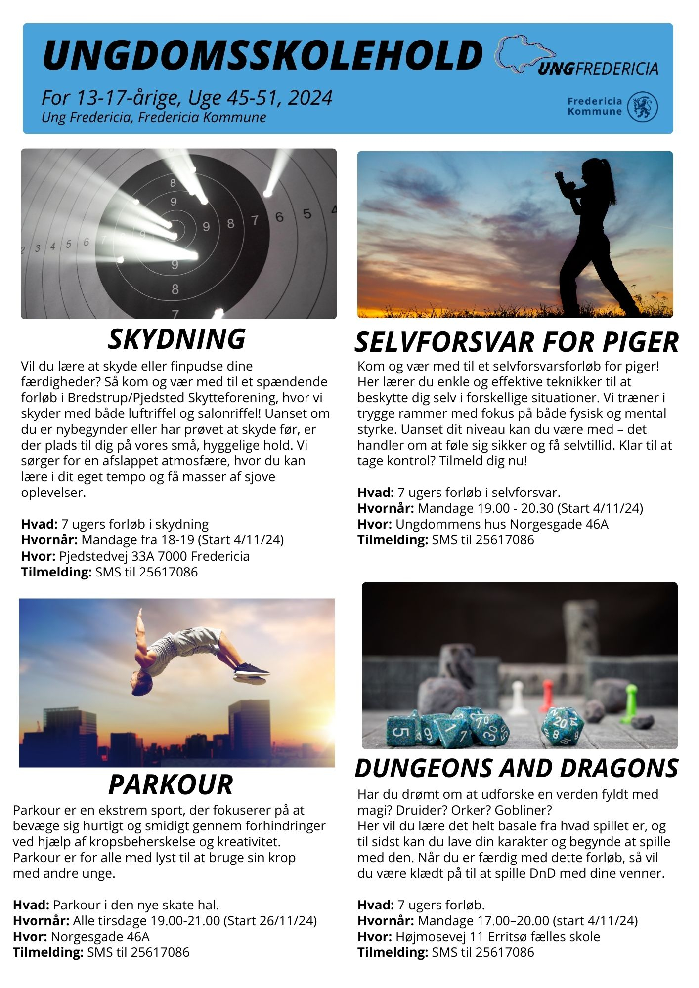 SKYDIVING - SELVFORSVAR FOR PIGER - PARKOUR - DUNGEONS AND DRAGONS