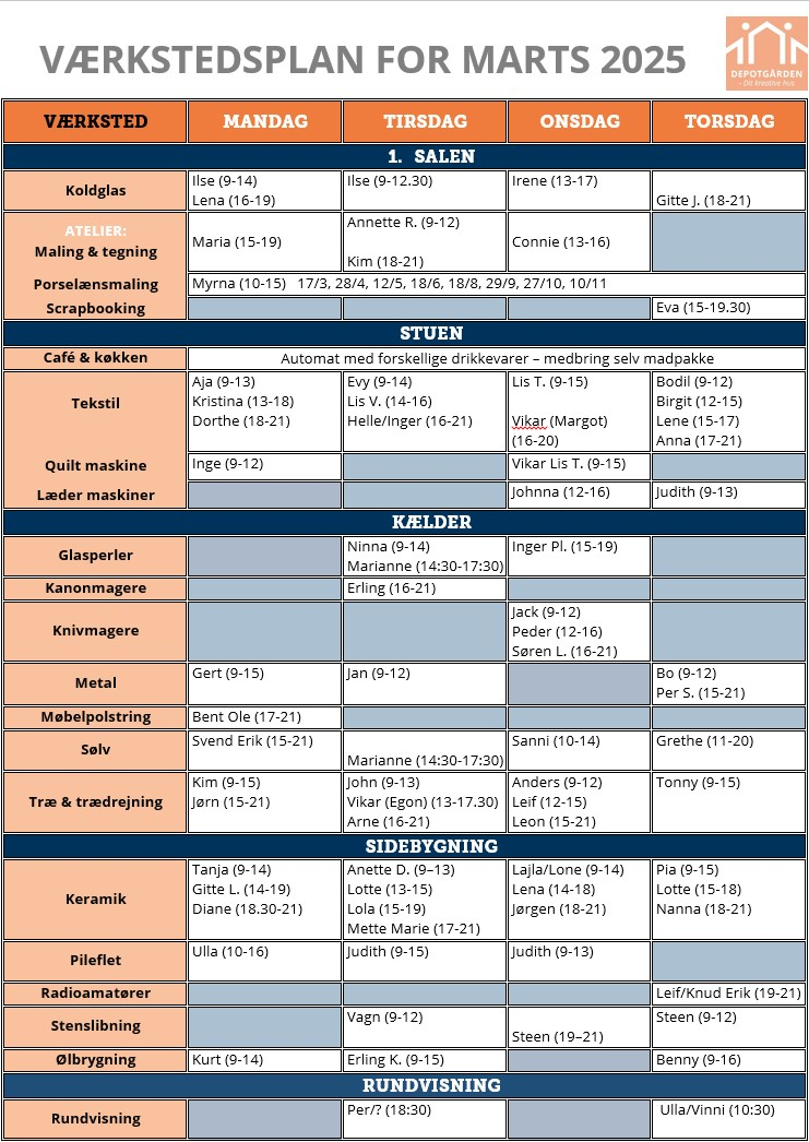 Værkstedsplan marts 2025