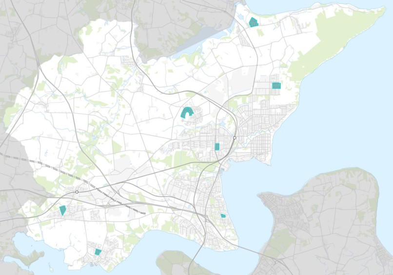 Etape 1 er 14 veje fordelt på 7 områder i Fredericia Kommune.