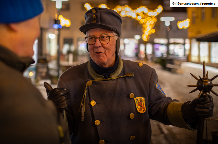Billede af nattevægter i byens gader